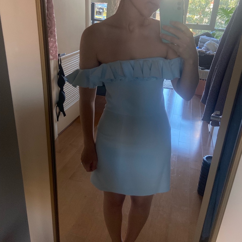 French Connection Ruffle Neck Mini Dress - Picture 2 of 5